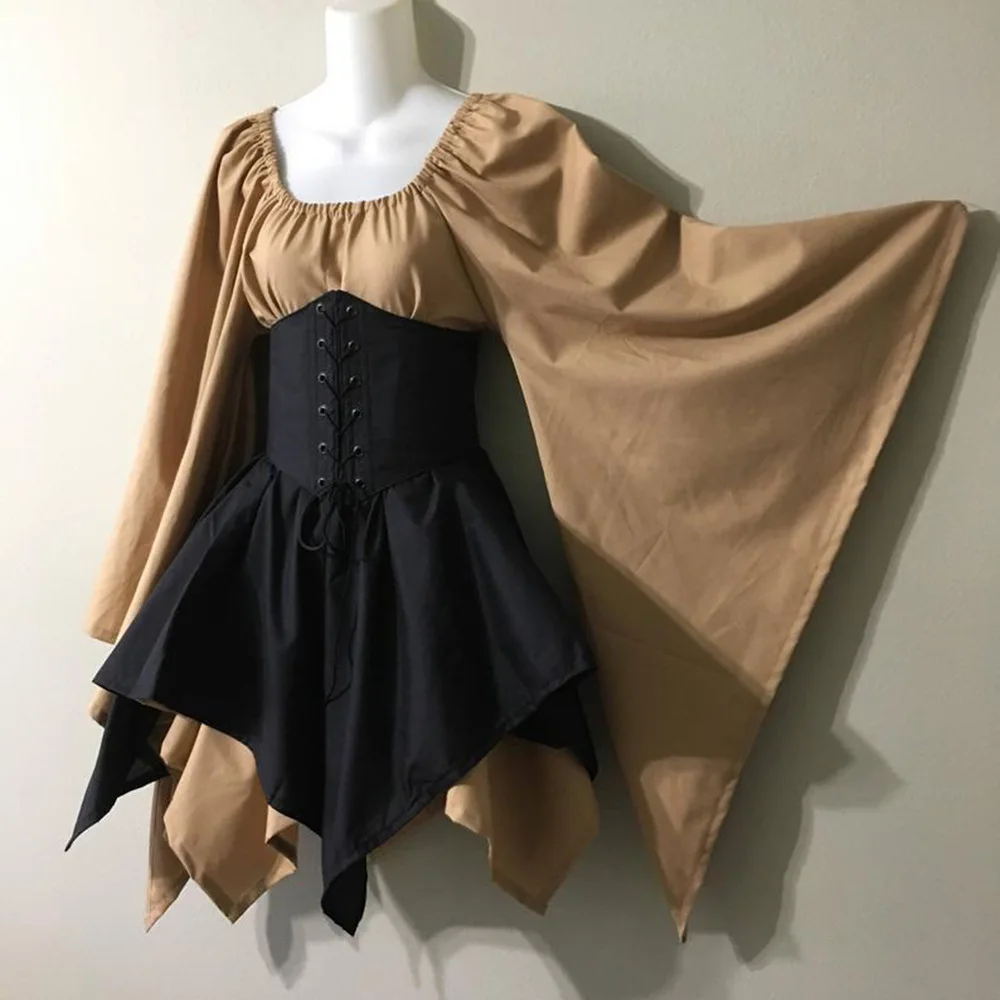 ベージュ ヴィンテージ コルセットドレス 新中世 ルネサンス ウッド