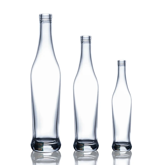 Cork Top 450ML Clear Round Tall Glass Wine Vodka Bottle