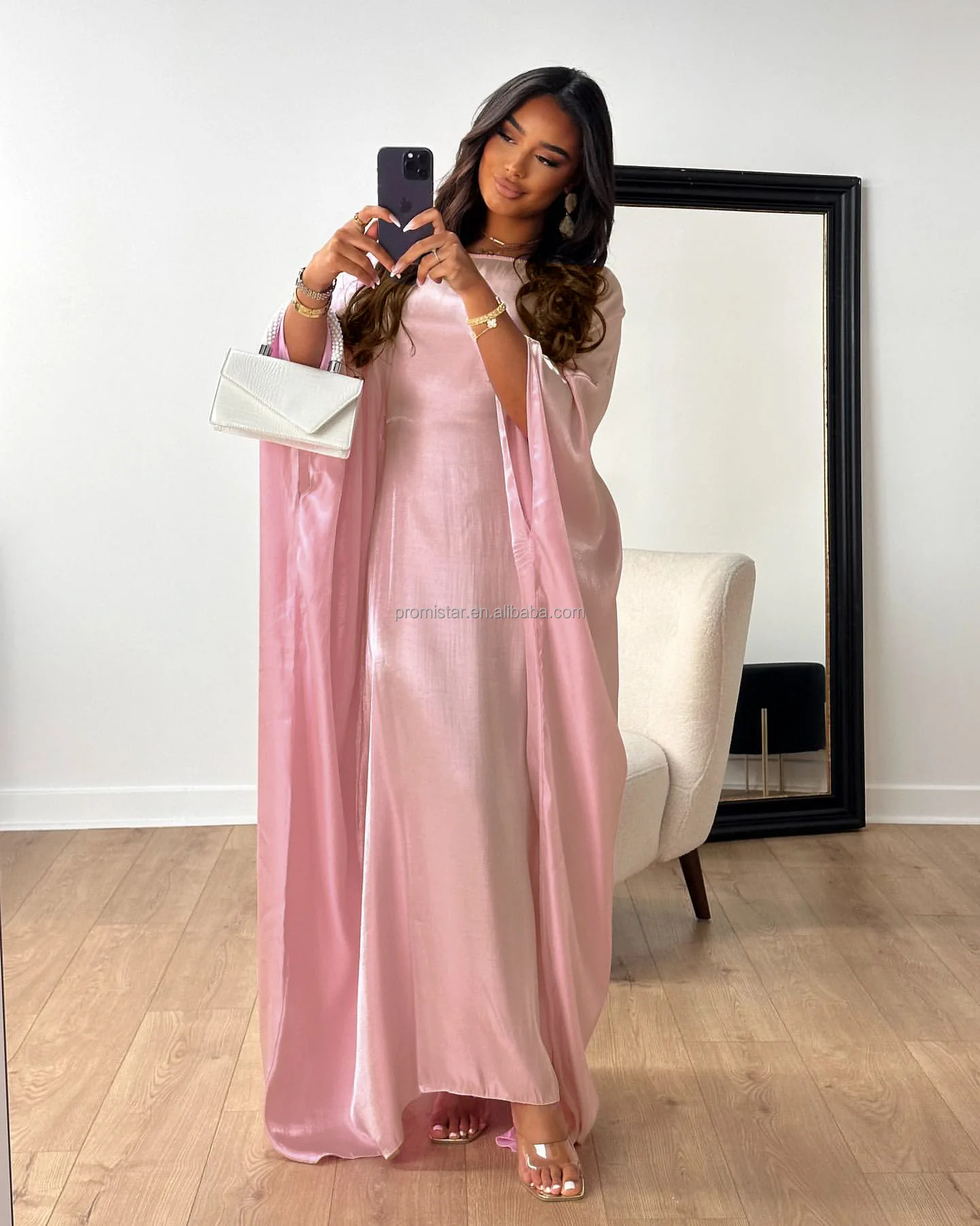 glitter abaya dress Mina Glitter Abaya & Hijab Glitter Blue / L