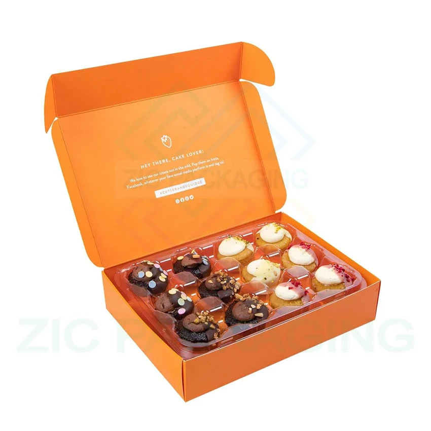 New Orange Design Corrugated Cardboard Customized Brownie Packaging Box With Divider