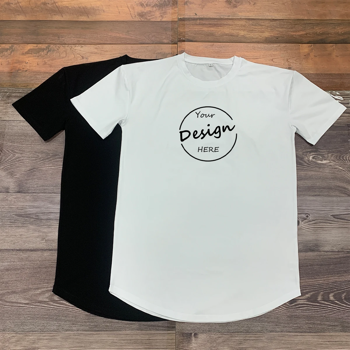 JL0801C Wholesale 95% Cotton 5% Spandex Scalloped Hem Slim Fit Screen Print Your Gym Fitness Men T Shirt