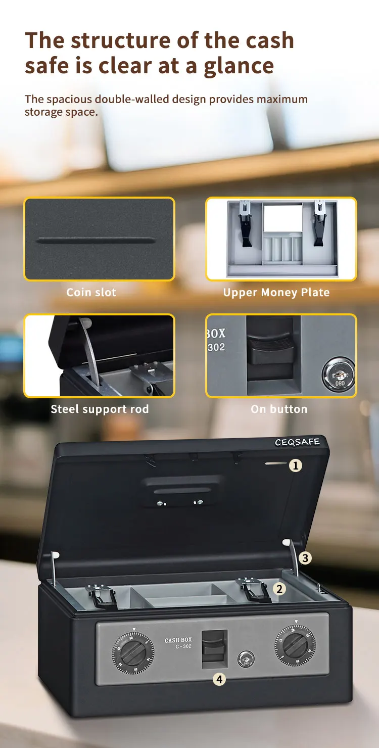 CEQSAFE New Design Metal Iron Safe with Password Protection Modern Cash Box Safe manufacture