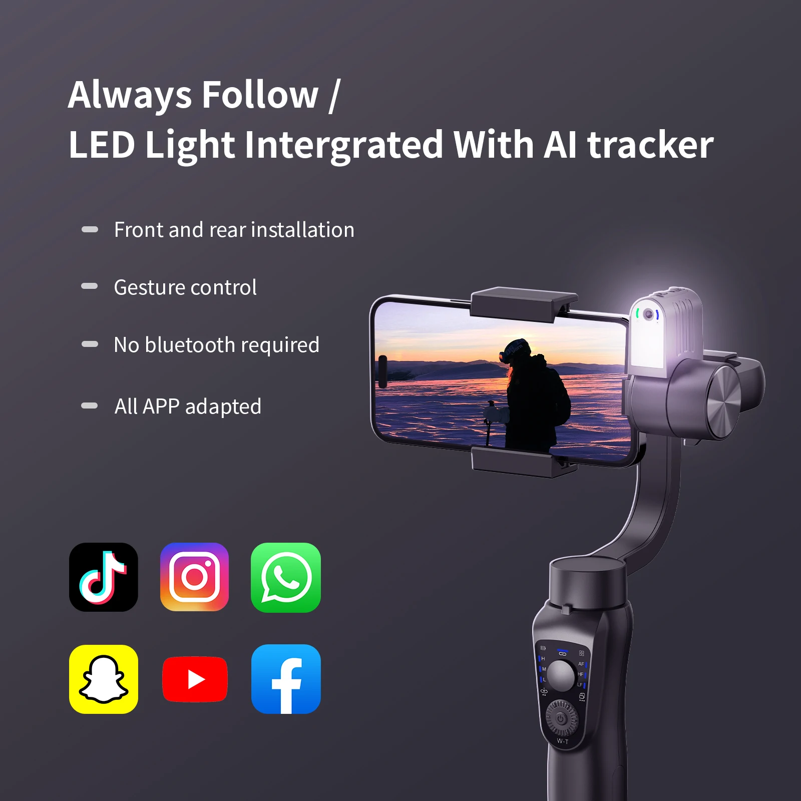 S5Bpro 3折り畳み式ジンバルハンドヘルドスタビライザー360度AI顔追跡