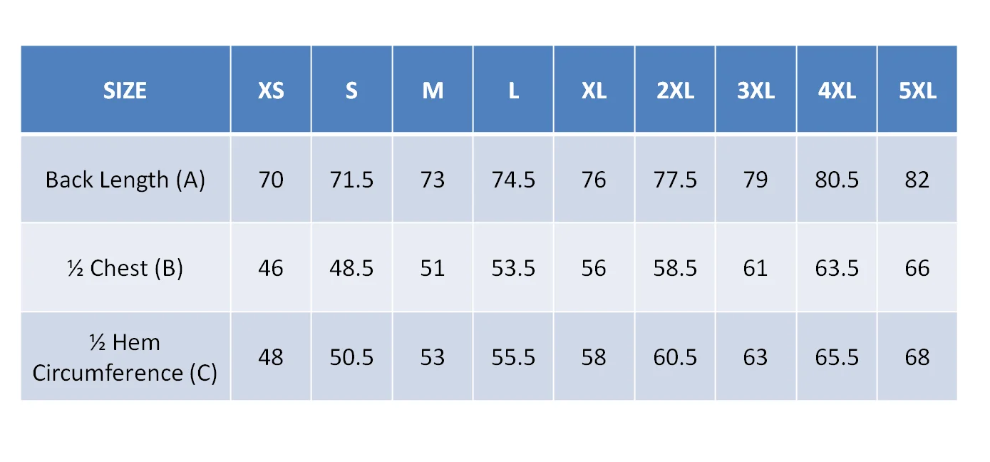 AFL size chart