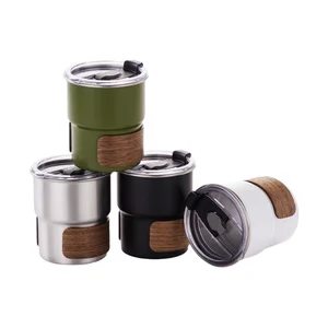 D5040 Metal Coffee Cup 304 Stainless Steel Outdoor Portable Camping Cup Camping Single-layer Rolled Edge Thermos Cup
