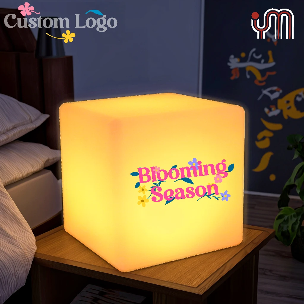 Custom LED Light Cube Rechargeable Glowing Cube Lamp with Logo Print for Bar & Event Decoration