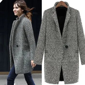 Ladies Winter warm lapel trench wool cashmere coat women