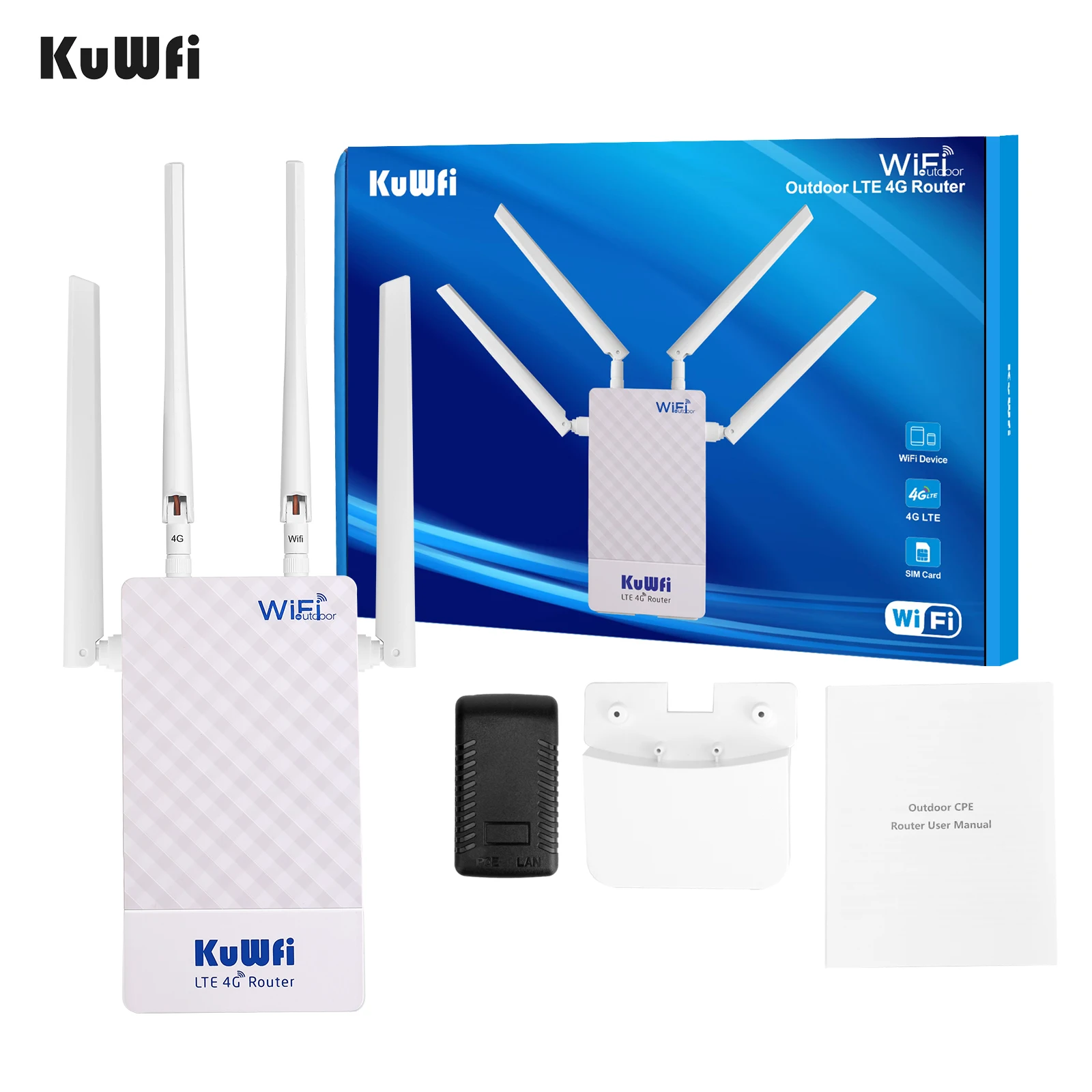 Настроенный KuWFi 4g 5g Wi-Fi маршрутизатор с sim-картой наружной антенной lte и слот для