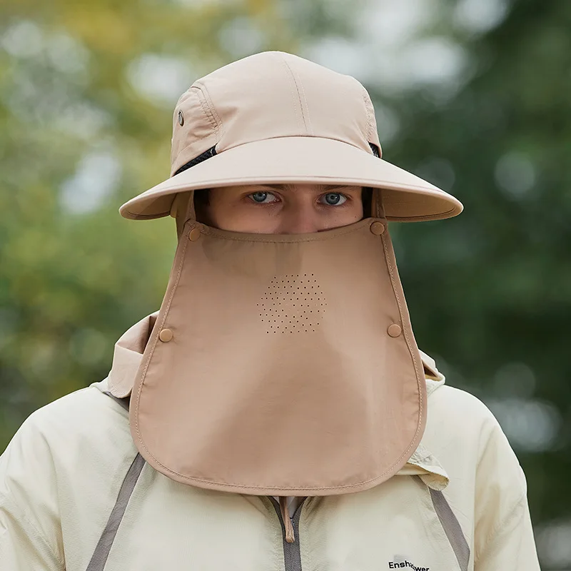 Outdoor Sun Fishing Hat for Men Women Wide Brim Hat With Detachable Face Cover & Neck Flap Camping Hiking Hat