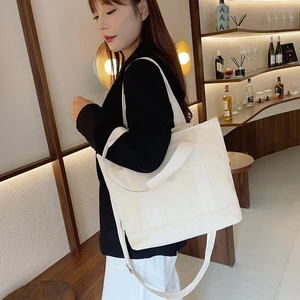 Custom Pattern Women's Eco-Friendly Folding Canvas Handbag Portable Crossbody Casual Shopping Tote Bag with Multi-Compartments