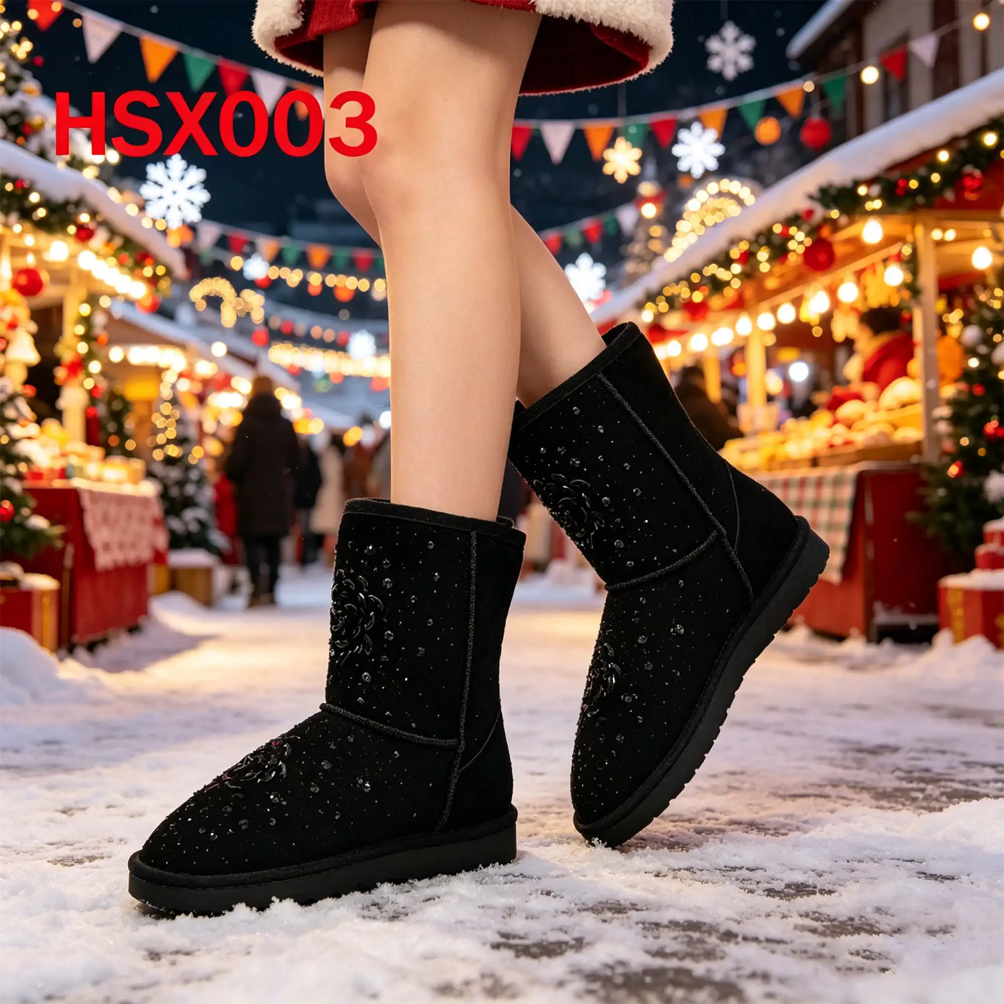 ZYF,Snowy Commute Durable Natural Suede Leather Lady Snow Boots Ice Wind Roadside Super Keep Warm Women Winter Boots HSX003