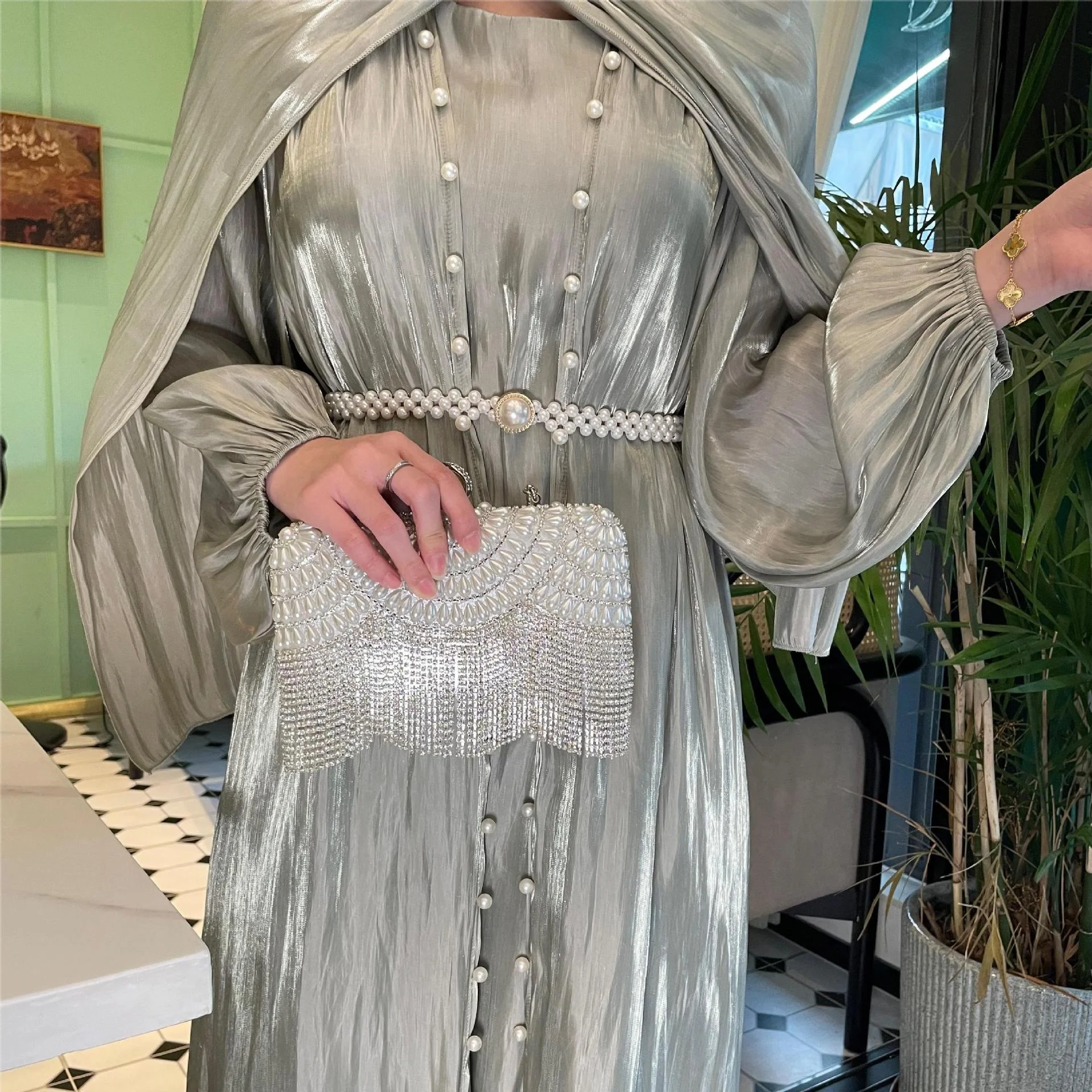 turkey party dresses for ladies Gold Turkish Hijab Prom Dress 54410GOLD