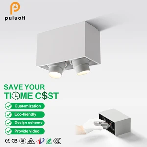 PULUOTI 20W CE Rohs LED Square Spotlight Modern Commercial Indoor Ceiling Mounted Lighting White Black Aluminum Exposed Surface