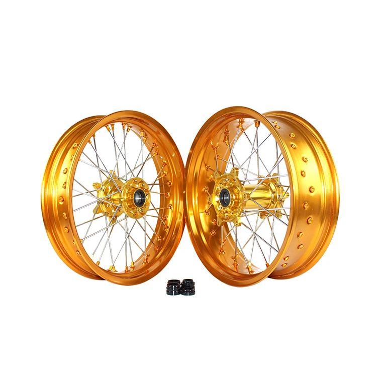 Factory Supply New KXF 17 Inch Aluminum Alloy Dirt Bike Slip Tire Road Racing Supermoto Wheel Set