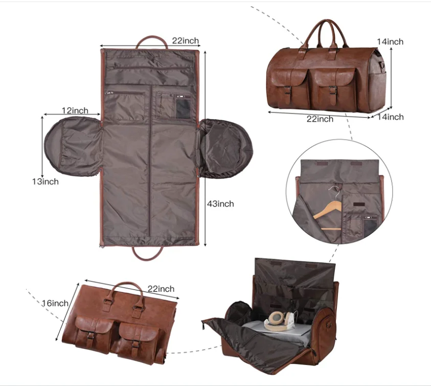 S-ZONE Convertible Travel Garment Bag Carry On 2 In 1 Oxford Fabric Suit Hanging Business Garment Duffel Bag For Men Women