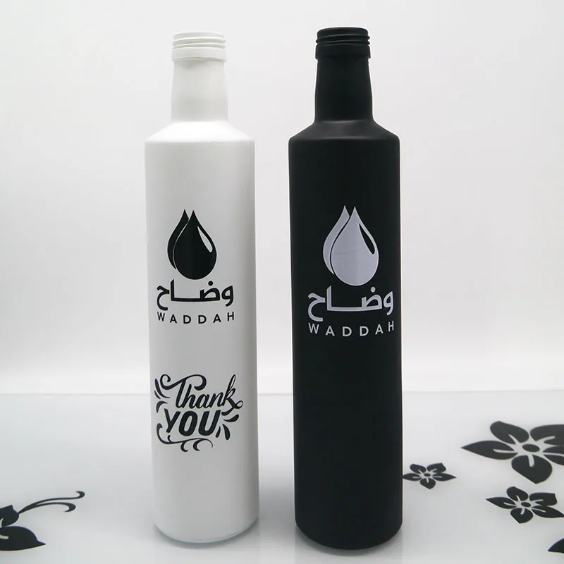 Leere 500ml 250ml Matt Weiß Schwarz Olivenöl Glasflasche Benutzer Definiertes Logo Runde Marasca Speiseöl Flaschen Mit Schraub Verschluss