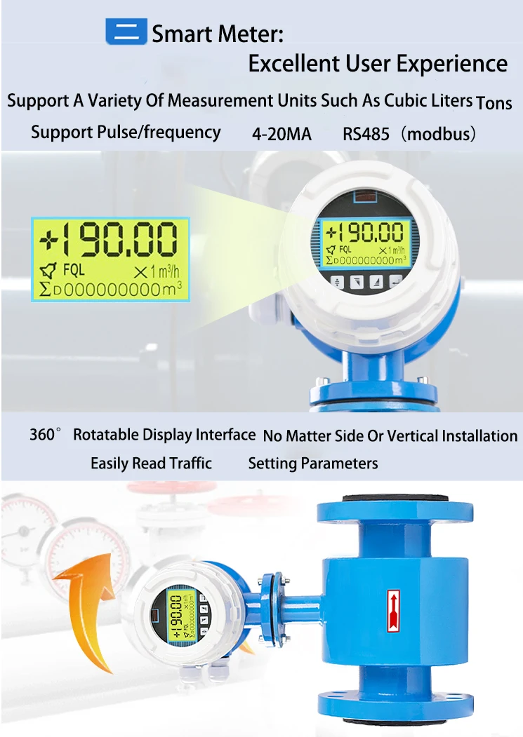 Relay Output Conductive Liquid Electrode Water Level Measuring Instruments Magnetic Flow Meter