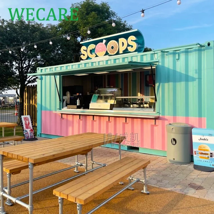 Wecare Street Drive Thru Container Prefab Coffee Shop Kiosk Mobile