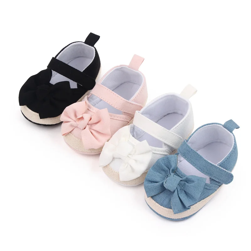 Wholesale Beautiful Bow Design Soft Sole Newborn Infant Baby Girl Shoes