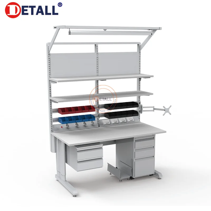 Industrial Inspecting Desk with Light Height Electric Adjustable Woodworking Bench ESDD Table