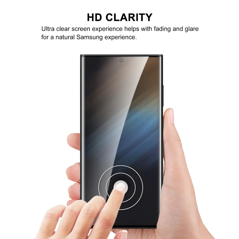 3d Curve Edge Glue Ultrasonic Fingerprint Quick Unlock Tempered Glass Screen Protector for samsung Note9 S20 S22 S23 S24 ultra