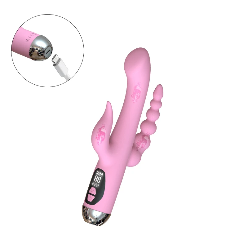 LCD Display Rabbit  G-spot Clitoris Anal Vibrator Sex Toys for Women