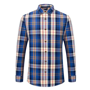 Men's All Cotton Plaid Anti-Wrinkle Striped Long Sleeve Casual Young Twill Tatting Shirt Turn-Down Collar Poplin Spring New
