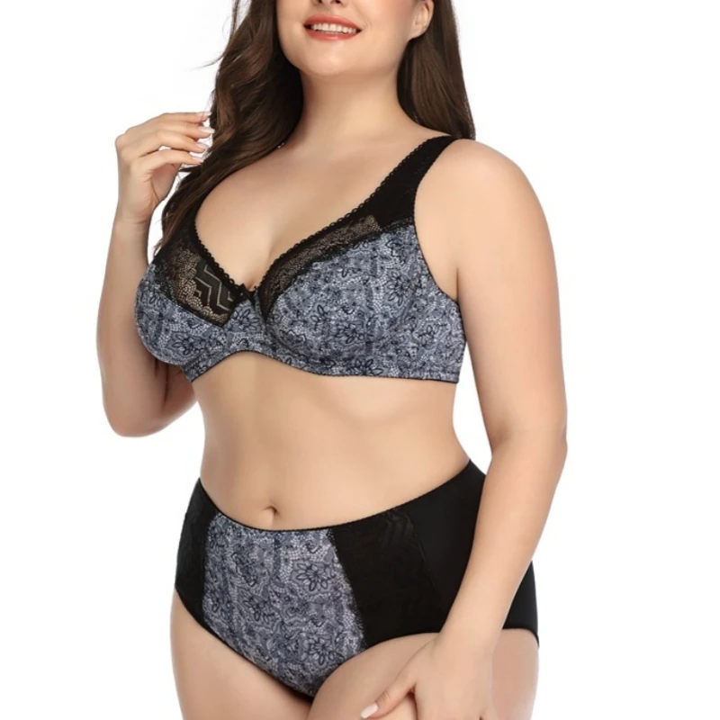 Plus-Size Wireless Lace Bra Set, 38/85D-48/110D (ZR193) product reference view 2