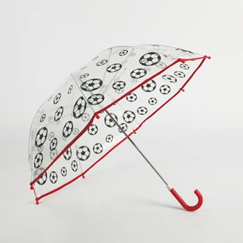 POE Umbrella for Children High-quality Clear Football Pattern Plastic Handle