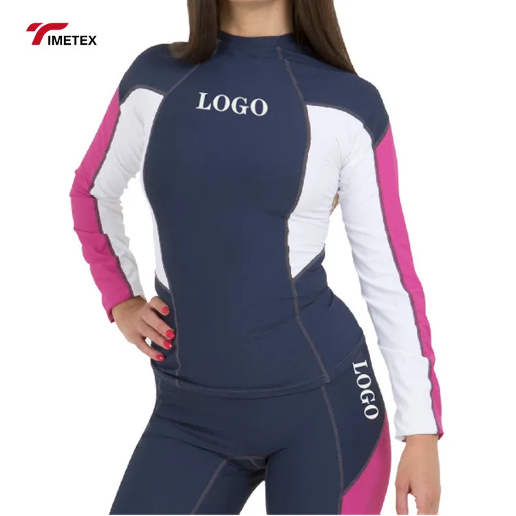 TIMETEX Women Long Sleeve Fashion Design Quick Dry Pullover  Uv Protection Printed Surfing Rash Guard
