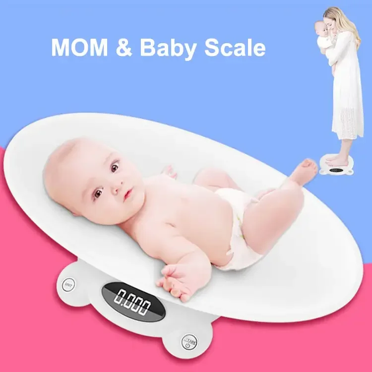 Tragbare 2-in-1-Baby- und Mutterwaage 20 kg Digitale elektronische Babywaage mit abnehmbarem Tablett