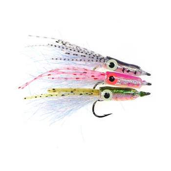 3D Luminous Eyes Small Squid Fly Artificial Rubber Legs Flash Tinsel Streamer Flies Trout Bass Saltwater Fishing Lures Baits – Soft Lure – view 2