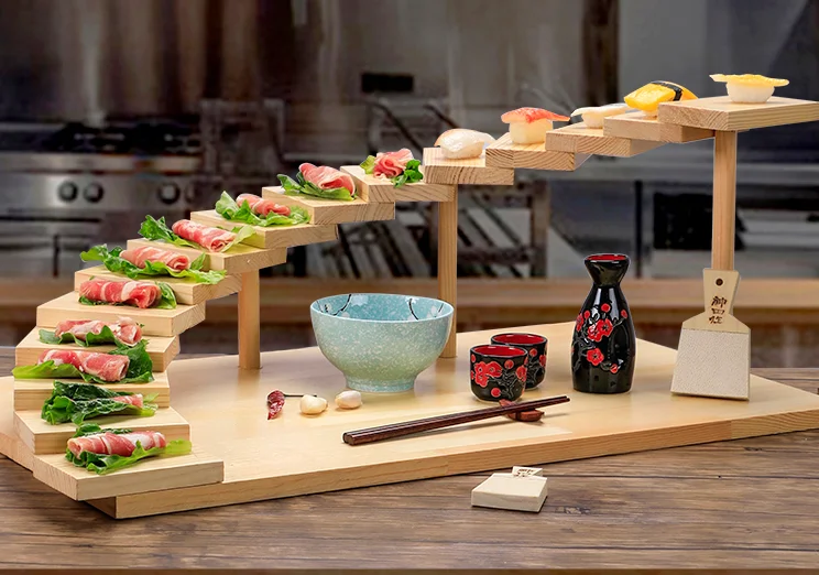 Sushi set on bamboo tray Stock Photo by Rido81