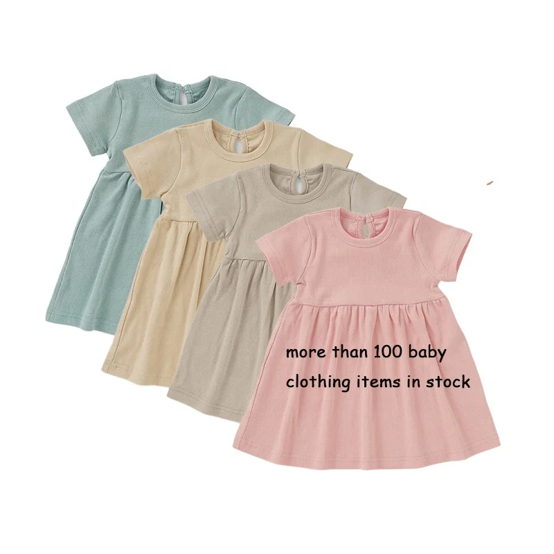 Супер милые 2x2 платья в рубчик с круглым вырезом для новорожденных девочек органические