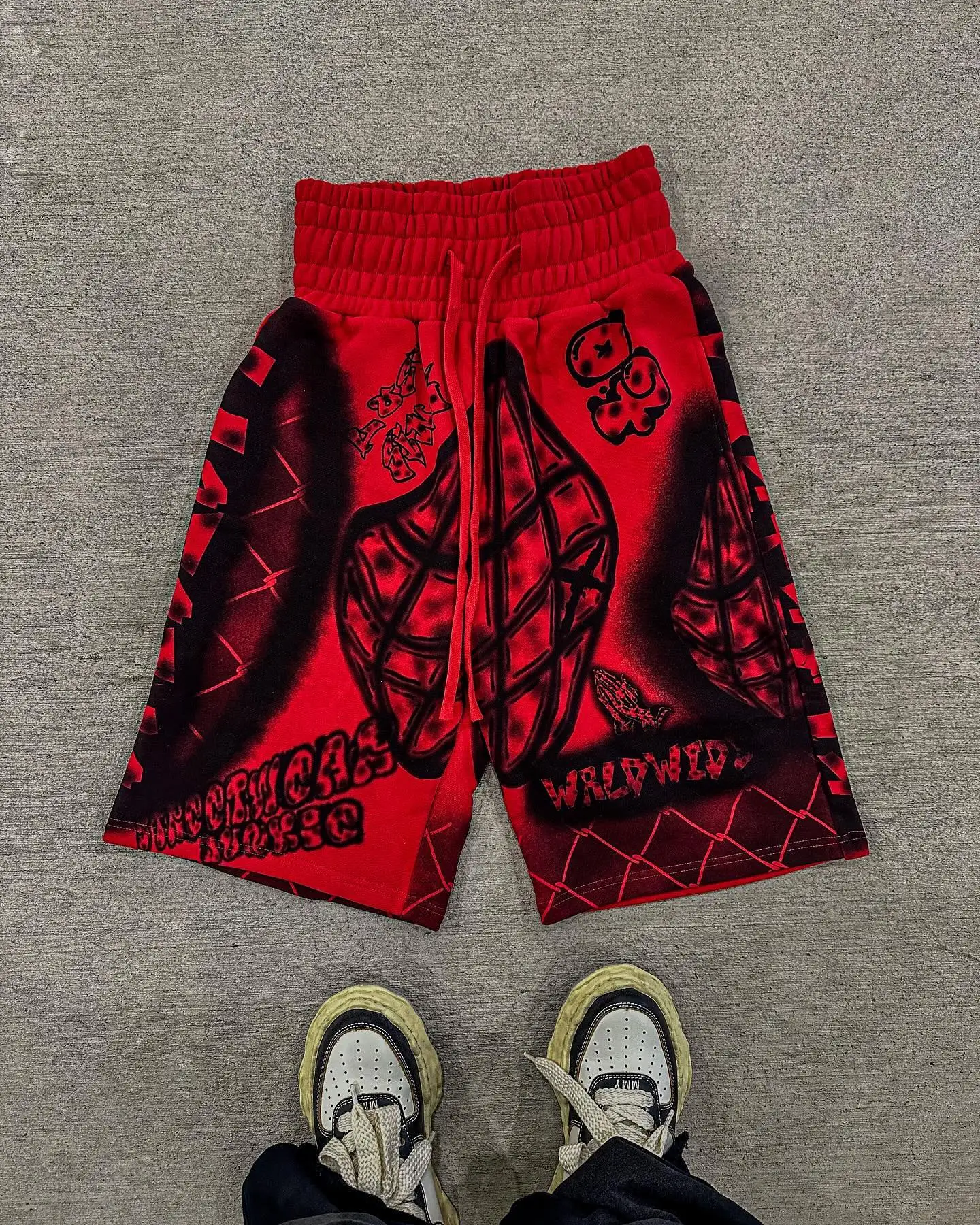 Custom Unisex Heavyweight Graffiti Vintage Acid Wash Sun Faded Baggy Short Pant Cotton Streetwear Casual Men High Waist Short gallery 7