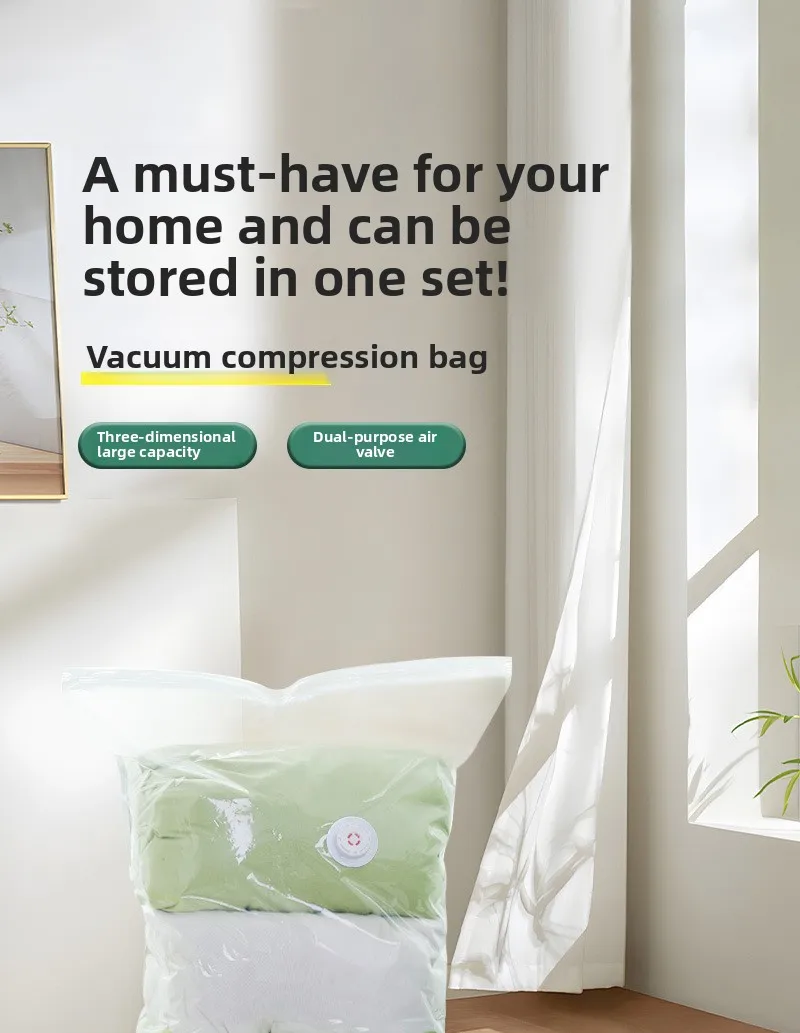 High Space Utilization Three-dimensional Vacuum Storage Bags Transparent Sealable Features for Living Room Holding More Clothes
