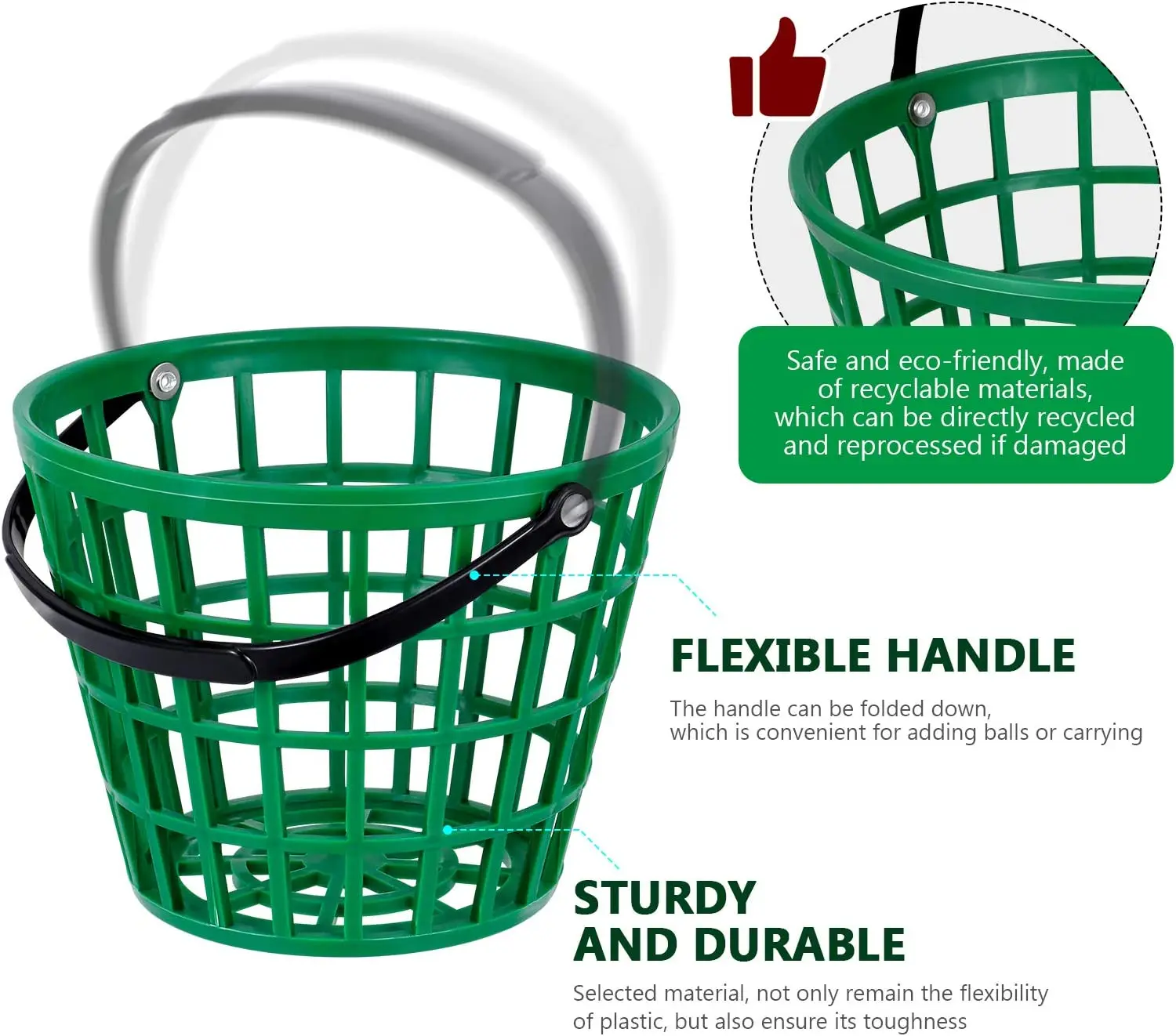 Golf Training Aids Range Item Golf Ball Holder Basket Metal Handle Iron