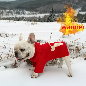 Winter knit Christmas Dog sweater Dog Winter Coat Pet Clothing Dog Puppy Clothing Christmas red Medium size pet sweater