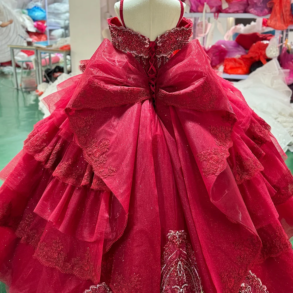 Jancember XS064 Traditional Red Off Shoulder Puffy Ball Gown Evening Party Dresses