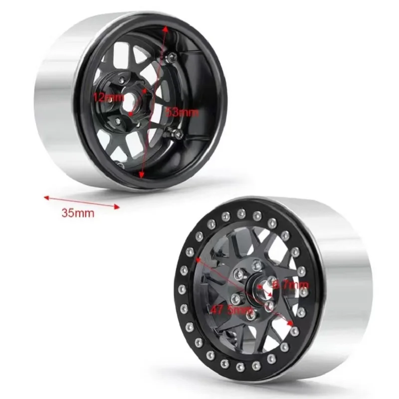 4pcs 1/10 Rock Crawler Axial SCX10 TRX4 Wraith 90018 Metal Aluminum Alloy 2.2 Beadlock Wheel Rim for Traxxas TRX4