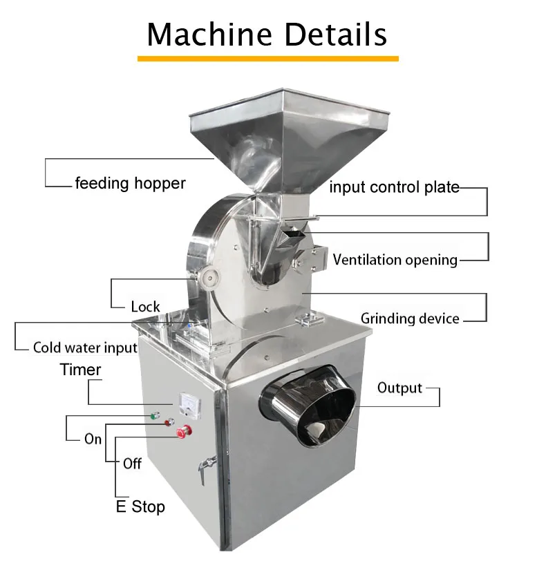 Sugar Salt Tea Spice Cocoa Bean Powder Pin Miller Hammer Grinder Mill Equipment for Dry Chili Cinnamon Garlic Grain Cookies Seed