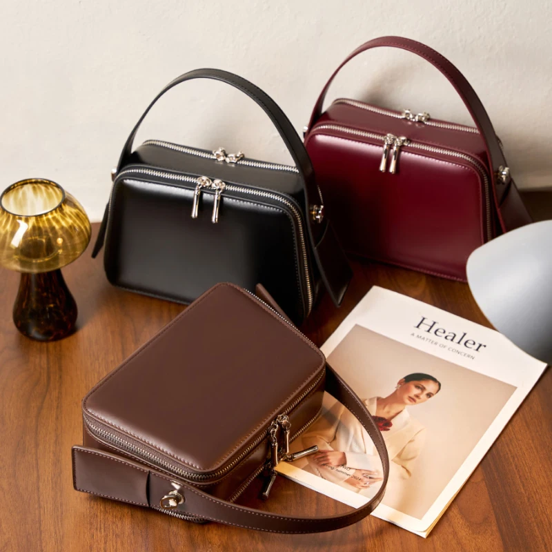 New Arrival Cow Skin Handbags Ladies Women Soft Hand Bags for Lady Cow Leather Cross Body Shoulder Messenger Bags Saddle Bag