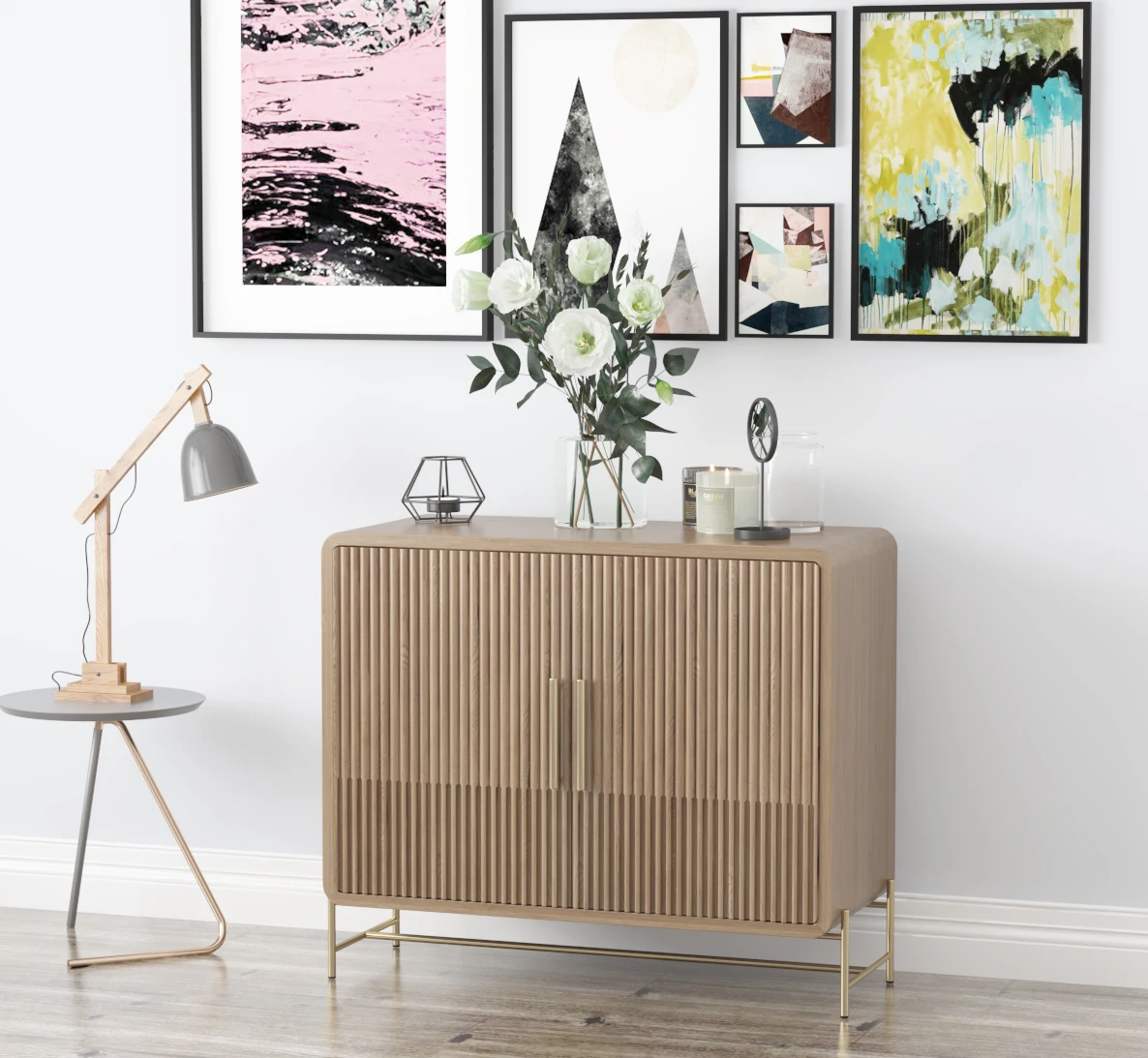 Mrs Woods Reclaimed Solid Wood Oak Modern Sideboard Metal Leg
