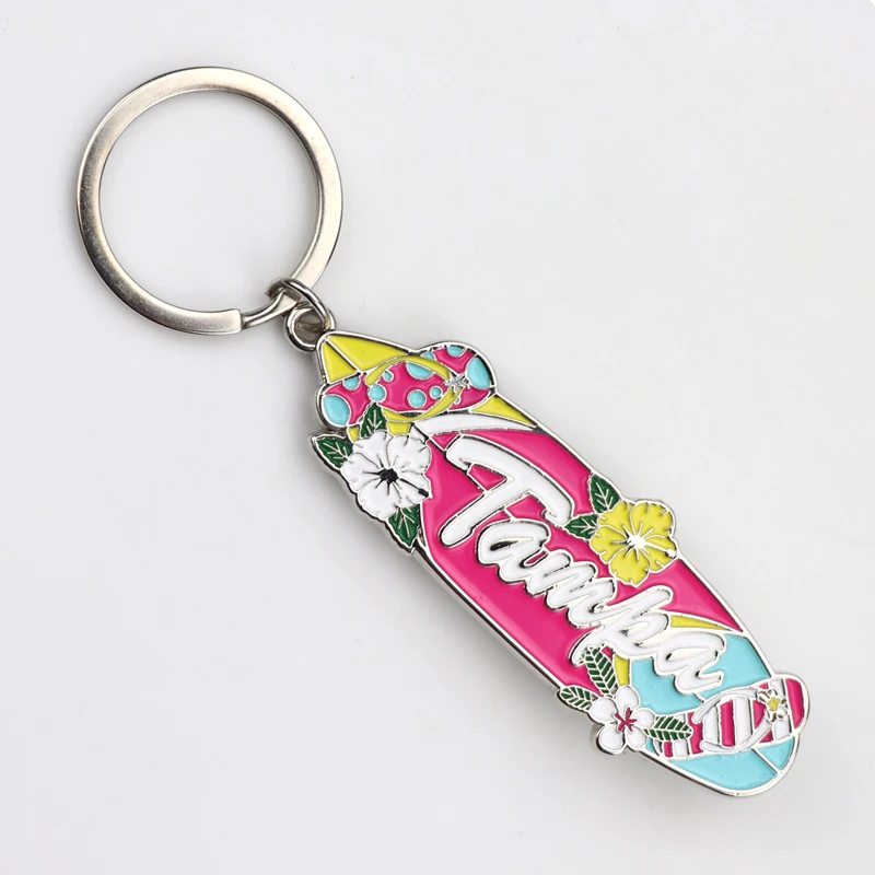 Personalized Unique Style Colorful Surfboard Keychain Summer Ocean Beach Souvenir Metal Keychain