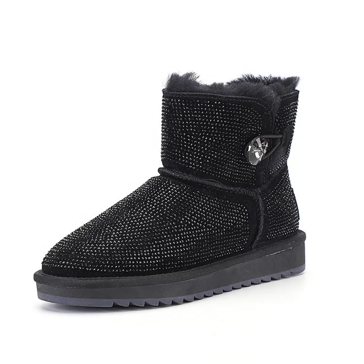 Botas Cortas De Ante Para Mujer,Botas De Nieve Cálidas De Piel Sintética  Clásicas,Cómodas,Suaves,Con Diamantes De Imitación Ostentosas,Para  Exteriores - Buy De La Mujer Caliente De Piel Sintética Forrado Invierno  Helada Botas De
