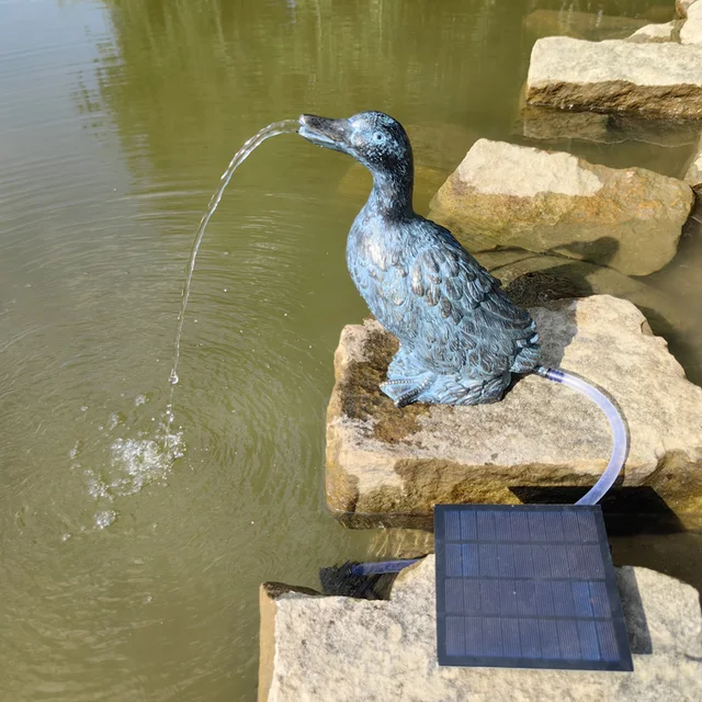 Solar Water Fountain Duck Statue Resin Outdoor Home Yard Waterfall Fountain Ornament Resin Material for statue garden