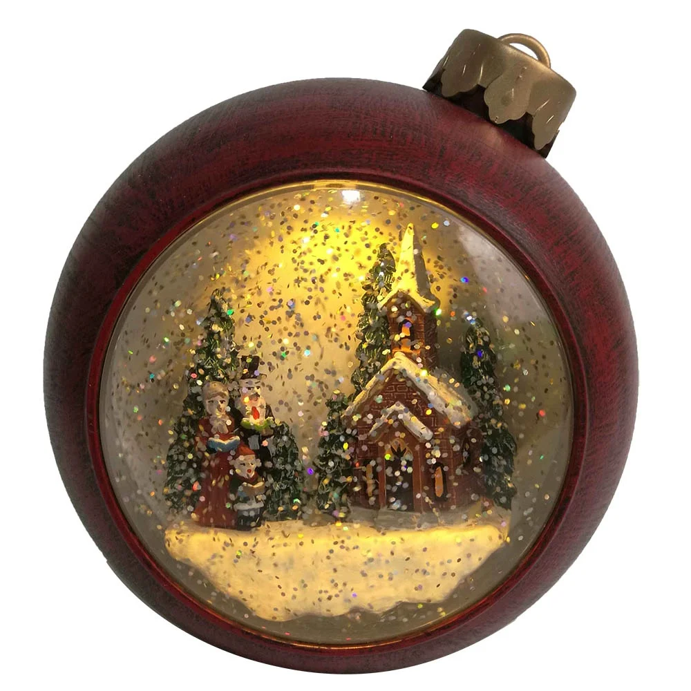 Großhandel Weihnachts-singende-familien-szene Led-beleuchtete Glitzernde Weihnachts-wasserlaterne Schneekugel Für Feiertagsdekoration