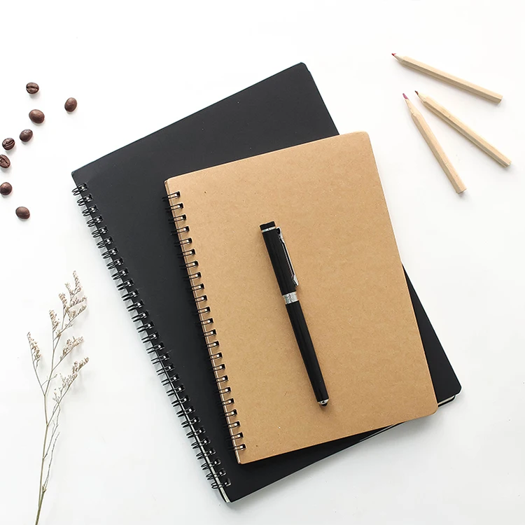 Custom Printing Recycled Brown Kraft Paper Office School Spiral Notebook for Promotional