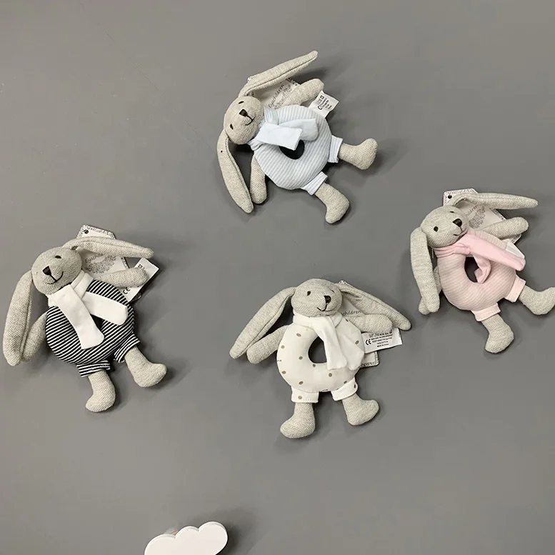 SUNKING, новый продукт EN71, 100% хлопок, детская погремушка, длинные уши, кролик, детский ручной звонок, мини-игрушка кролик