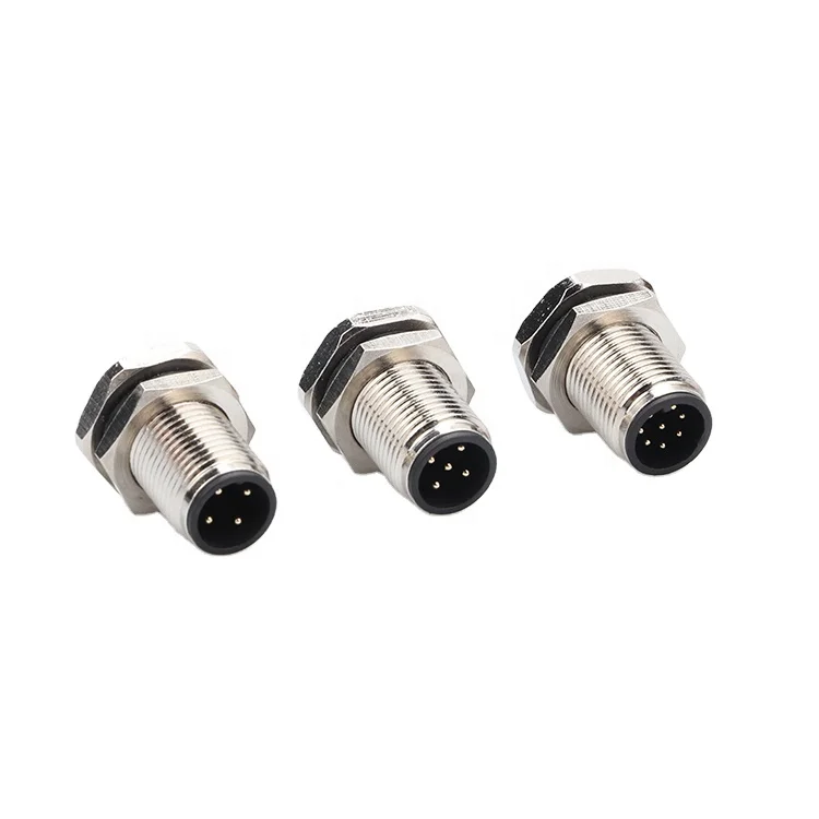 M12 Flange Socket 3/4/5/6/8 Pin Panel Mounting Connectors
